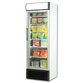 Upright Flat Glass Single Door Freezers with LED Lighting