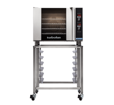 TURBOFAN E31D4 and SK2731U Stand - Half Size Tray Digital Electric Convection Oven on a Stainless Steel Stand