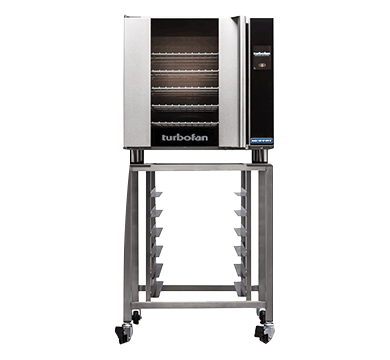 TURBOFAN E32T4/2C - 2 x E32T4 Electric Convection Ovens Double Stacked with castor base stand